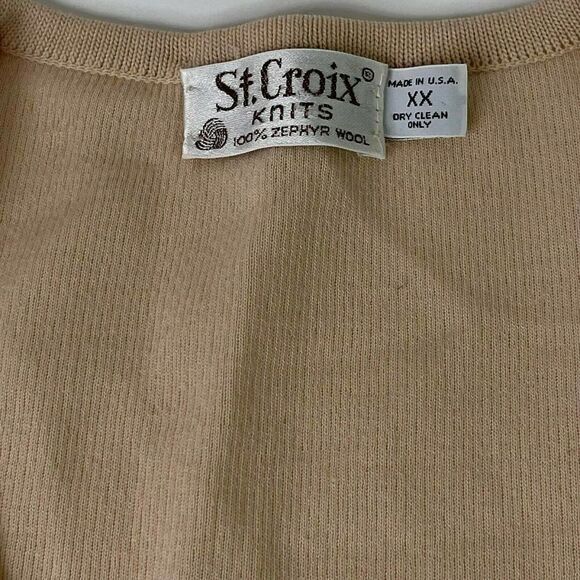 ST. CROIX MEN’S PULLOVER CREME Size XX Zephyr wool knit V-Neck SWEATER - Picture 11 of 12
